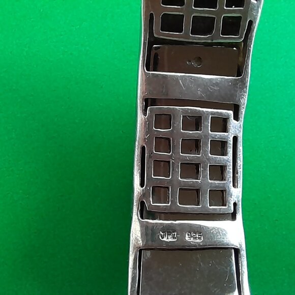 Silver 925 JPI Bracelet Hinged Clamper Bangle Purple Black Textured - Picture 8 of 14